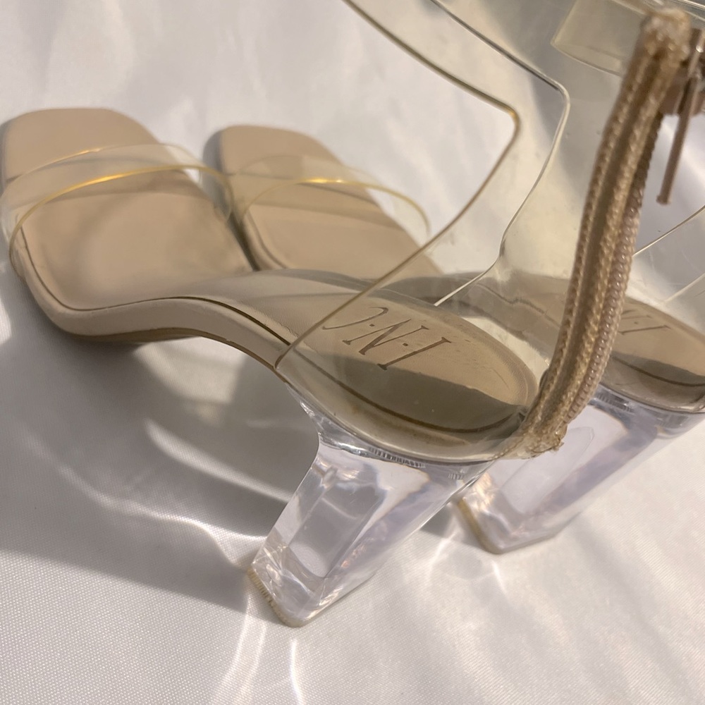 Tan / clear heels